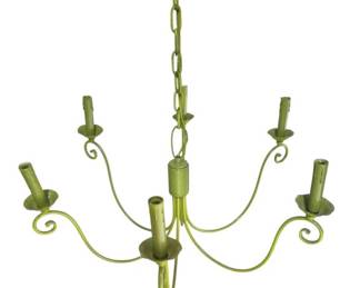 1865 - Green 6 Light Chandelier 16 x 28 Consigned by wholesaler / distributor, untested, no warranties.