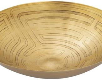 97 - Elk Maze Etched Centerpiece Bowl - Brass 5x19x19