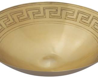 98 - Elk Greek Key Centerpiece Bowl - Brass - Metal 5x19x19