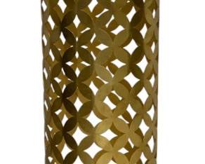 1556 - Chelsea House Harper Pedestal 43" x 12" The Harper Pedestal features a gold leaf-painted iron base paired with a sleek marble top, creating a perfect blend of elegance and modern design.