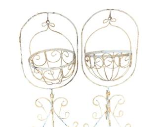 5105 - Pair Metal Wire Hanging Planters 40 x 20