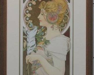 9049 - FEATHER GICLEE BY ALPHONSE MUCHA 19 X 39.5
