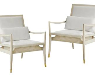 5002 - Pair Modern History Brachisto Chairs Retail $2222 each Ashe Finish 34 x 26 x 32