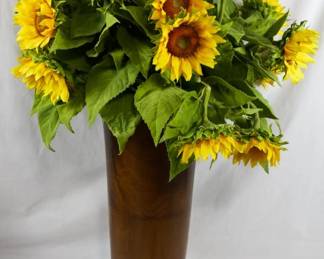 949 - Wooden Flower Vase & Faux Sunflowers 32"