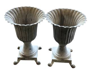 5127 - Pair Cast Iron Garden Urns 24 x 18