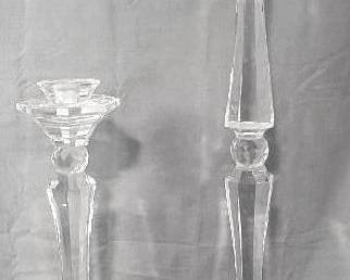 1087 - 2 Crystal Candlestands (Tallest 32")