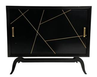 1589 - Wildwood Sinatra Black Bar Cabinet rotating front Retail $4759 36 x 42 x 23