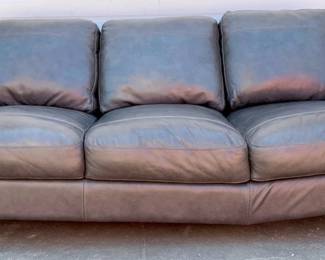 3001 - Leather Italia Sofa - Charcoal - AS IS Frame broken 34 x 81 x 34