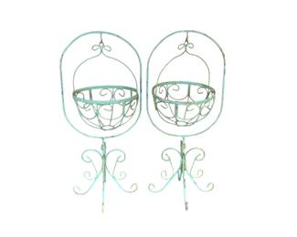 5110 - Pair Metal Wire Hanging Planters 40 x 20