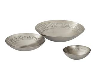 290 - Greek Key Bowl - Set of 3, Nickel 3x13x13