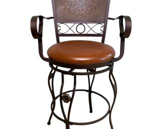 1883 - Powell Big & Tall Swivel Barstool Copper Stamped Back 54 x 24 x 21