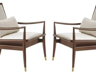 5004 - Pair Modern History Brachisto Chairs Retail $2222 each Walnut Finish 34 x 26 x 32