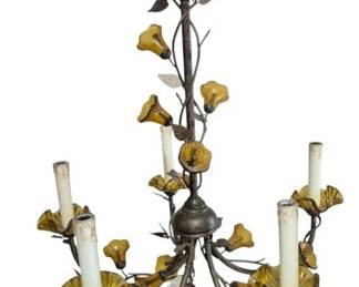 1870 - Chandelier w/ Amber Florets 25 x 24 Consigned by wholesaler / distributor, untested, no warranties.