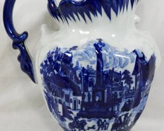 938 - Blue and White Pitcher 13"