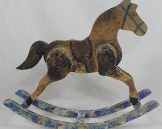 270xx - Wooden Painted Rocking Horse 16"