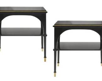 5005 - Pair Modern History Classical End Tables Retail $1950 Ebony 24 x 25 x 25
