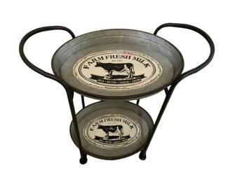 1880 - 2 Tier Galvanized Metal Cart 30 x 26 x 15 pink color on top tray