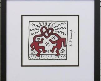 9026 - HEART HEAD PRINT BY KEITH HARING 17 X 16