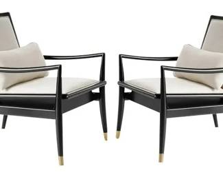 5003 - Pair Modern History Brachisto Chairs Retail $2222 each Ebony Finish 34 x 26 x 32