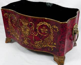 248x - Metal Planter w/ Lion Handles 8x15x9