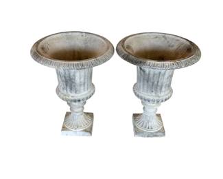 5122 - Pair Cast Iron Garden Urns 24 x 18
