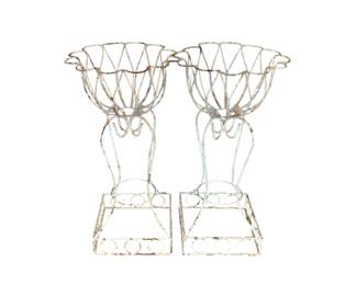5118 - Pair Metal Wire Planters 33 x 17
