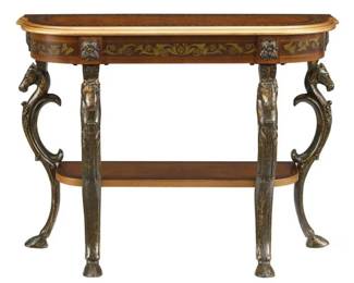 5022 - Powell Masterpiece console with horse heads 31 x 43 x 15.5
