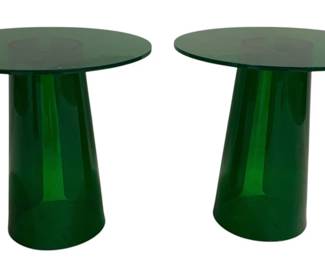1630 - Pair Chelsea House Acrylic Green Tables 18 x 18