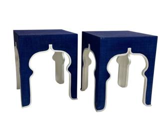 1604 - Pair Chelsea House Blue Agate Side Tables Retail $872 each 25 x 20 x 20