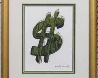 9017 - DOLLAR SIGN PRINT BY ANDY WARHOL 16 X 19