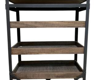 1887 - 4 Tier Wood & Metal Rolling Shelf 45 x 31 x 15