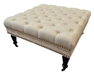 1949 - Powell Tufted Upholstery Ottoman Nail head trim 17 x 34 x 34