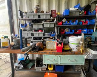 WORKBENCH, HEAVY DUTY HITCH RECEIVER, NAILS, SCREWS ETC