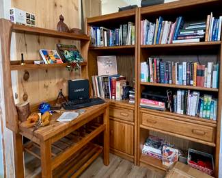 WOOD BAKER’S RACK, SOLID WOOD SHELVES, BOOKS!