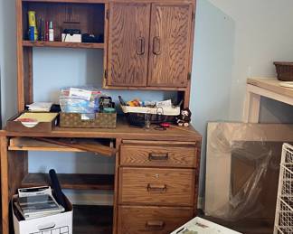 WOOD OFFICE DESK & OFFICE SUPPLIES