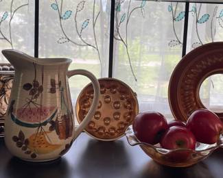 COPPER MOLDS, POTTERY PITCHER