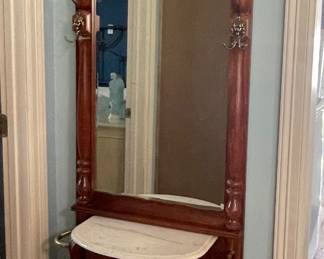 MARBLE TOP HALL TREE