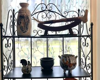 POTTERY, SOUTHWEST TURQUOISE INLAID PIPE