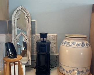 STONEWARE JUG DISPENSER, COFFEE MAKER