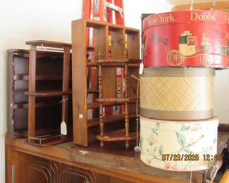 hat boxes wall shelves