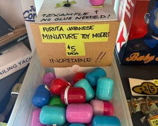 “Gotcha Gotcha’s” from Japan! These come out of toy gumball machines and have theeeee TINIEST MODELS inside! We made one as an example. No glue needed!! Great stocking stuffers!!