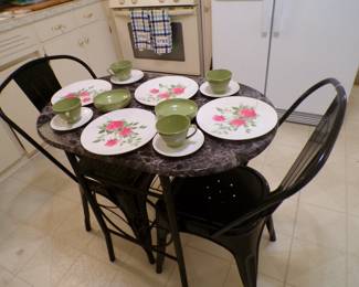 Cute Little Table With 1950's/60's Dishes