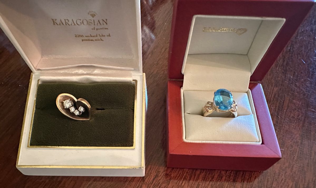 Large selection of jewelry. 14 karat gold, sterling and vintage costume jewelry.