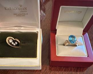 Large selection of jewelry. 14 karat gold, sterling and vintage costume jewelry.