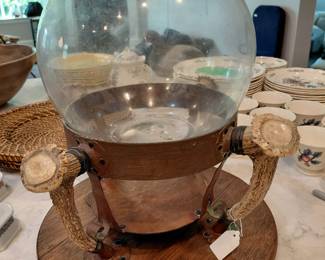 Unique glass bowl with antler stand.