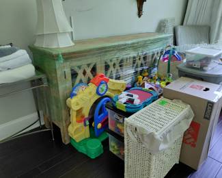 Beautiful side cabinet! Toys, Toys, Toys.