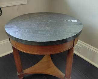 Slate top round end table.