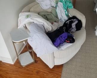 Armchair; accent table