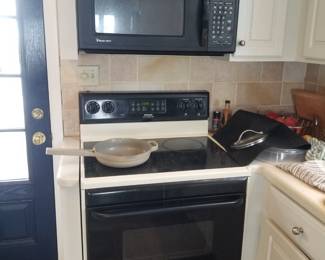 Frigidaire electric range; Magic Chef microwave oven