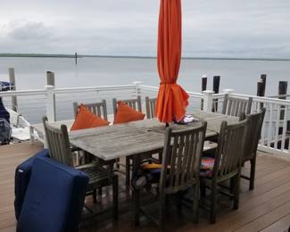 Teak dining set seats 8